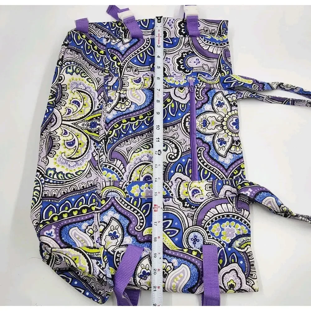 Laura Ashley Seaside Beach Tote Purple Green Paisley Bag Vacation Picnic